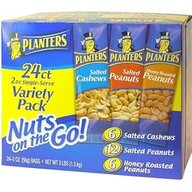 Planters-Nuts On the Go Snack Packs, 24/2 oz Variety Packs