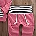 Newborn Baby Boy Girl Warm Striped Hoodie T-shirt Pants Outfit Set Kids Clothes