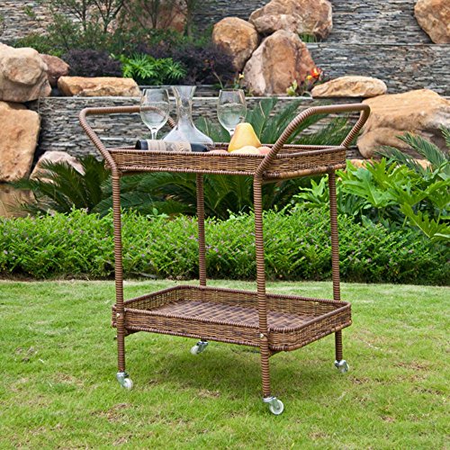Jeco Outdoor Wicker Patio Furniture Serving Cart Hreeceoum