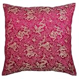 EXP Decorative Handmade Magenta & Gold Cushion Cover / Pillow Sham - Chinese Dragon & Flowers Design