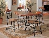 Set of 2 Tuscan Style Brown Finish Metal & Wood Barstools