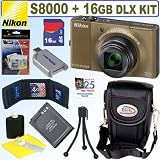 Nikon Coolpix S8000 14 MP Digital Camera (Bronze) + 16GB Deluxe Accessory Kit