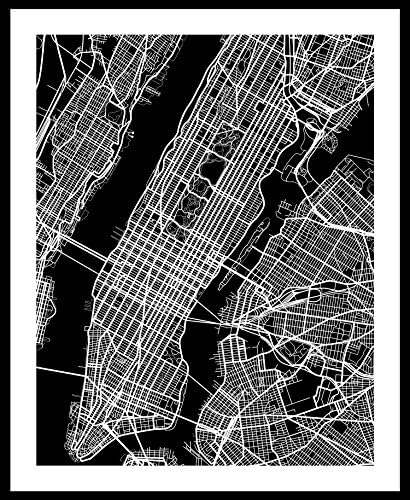 Manhattan, NY City Print Map Art by Map Wall Art