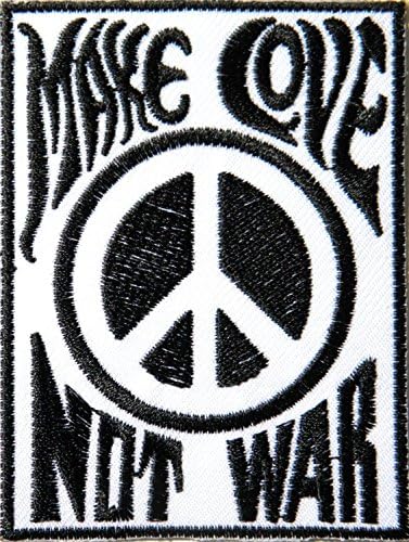 PEACE MAKE LOVE NOT WAR Anti No War Sign Logo Hippie Retro Biker Tatoo Jacket T-shirt Vest Patch Sew Iron on Embroidered Badge