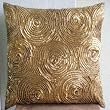 Golden Touch - Decorative Pillow Covers - Silk Pillow Cover Embellished with Sequins