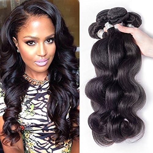 JieFar Brazilian Body Wave 3 Bundles with 1 closure Mink Brazilian Virgin Hair Body Wave,Rosa Hair Products Soft Brazilian Human Hair Weave Bundles (16 18 20 +16)