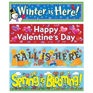 Eureka Seasonal Banner Variety Pack, 4 Banners, 45