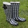 Ladies BLACK & WHITE SKULL Funky Festival Wellies WF42