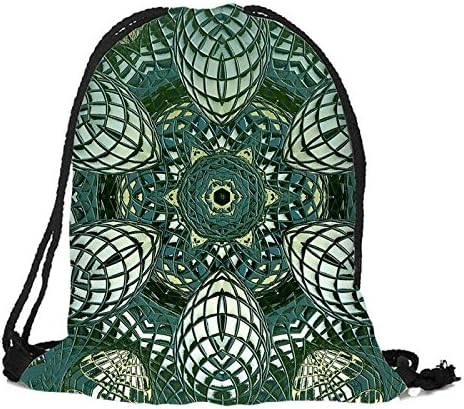 Travel Drawstring Backpack Abstract Green Art Sports Portable Sackpack