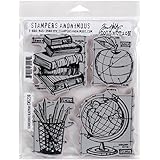 Stampers Anonymous Tim Holtz Cling Rubber Schoolhouse Blueprint Stamp Set, 7 x 8.5"