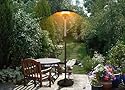 Terrassenstrahler Heizstrahler Wärmelampe Edelstahl elektro GS-Geprüft, Strahler mit Lampe / Beleuchtung in braun glänzend, Terrassenheizer für Garten Terrasse Balkon, Heizer ohne Gas - Gartenmöbel 2010