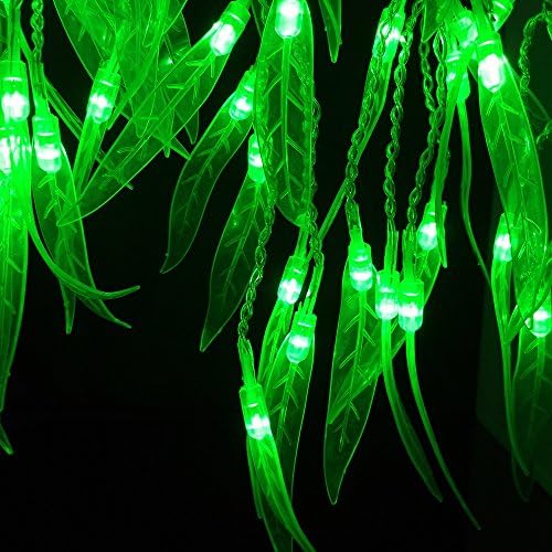 LMID 120LEDs Window Curtain LED Lights String Christmas Leaves Fairy Light 4M0.6M Wedding Party Home Garden Holiday Decorations 8 Modes Flash Lighting Green