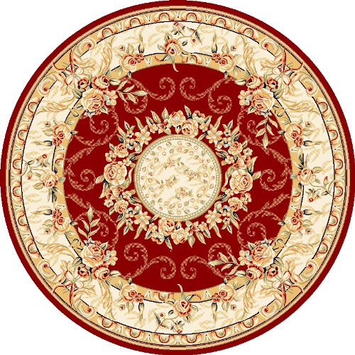 8' x 8' Round Oscar Isberian Rugs Area Rug Red Color Machine Made Turkey 