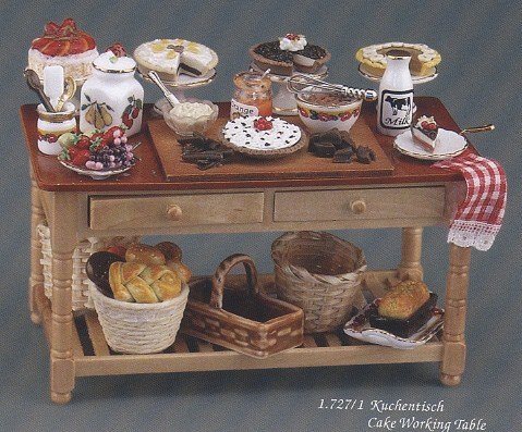 Childrens Toyshop  Toys : Dollhouse Miniature Reutter Porcelain Baking Work Table Set