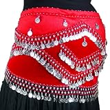Belly Dance Coin Hip Scarf, Diamond Rectangle, Velvet Fashion Colors Available