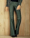 Leather low-rise flare jeans