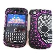 BlackBerry Curve 3G 9300 (T-Mobile) & Gemini Curve 8520 & 8530 Snap-on Protector Hard Case Rhinestone Cover "Halfskull" Design