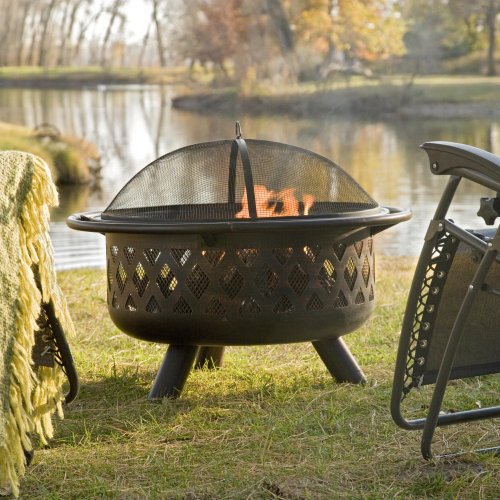 Bronze Crossweave Firebowl Fire Pit with Free Cover and Fire Pit Tool