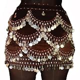 Belly Dance Coin Hip Scarf, Crescent Pattern Rectangle, Velvet Fashion Colors Available