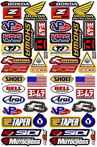 4x Honda Dirt Bike ATV Helmet Racing Decal Sticker Sheets #HD402-Y