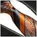 Fire Orange and Black Paul Malone Silk Tie and Pocket Square