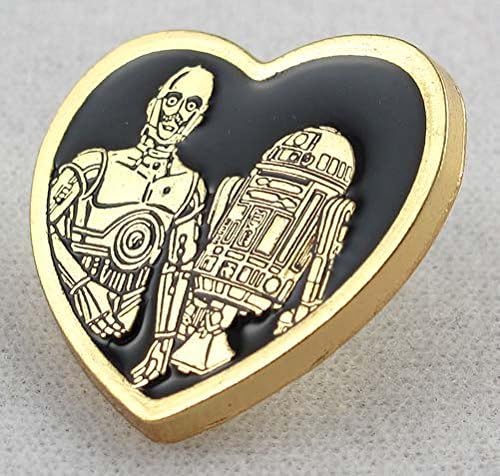 Star Wars C-3PO &amp; R2-D2 Heart Shaped Pin 1 inch