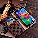RAYTOP Luxury Brand Designer Brown Checks Leather Cases Covers Wallet for Samsung Galaxy S5 S 5 GT-I9600 Card Holder Striped Classy Classic Men Guys Business Cheap