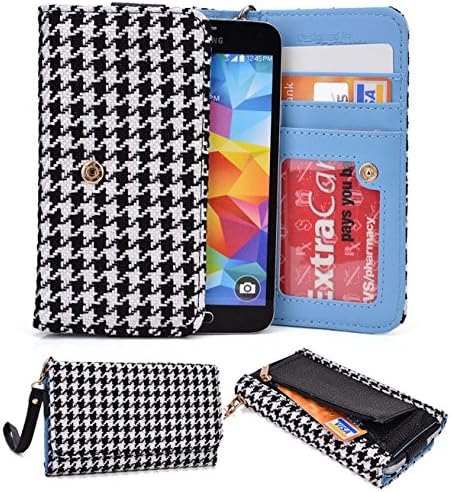 Woven Case&Wallet for Alcatel One Touch Fierce|Black/White| NuVur ™ (card slots, zipper pocket, hand strap)