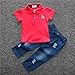 FEITONG New Little Kids Toddler Boys Handsome T-shirt+Denim Trousers Pants (3 Years, Red)