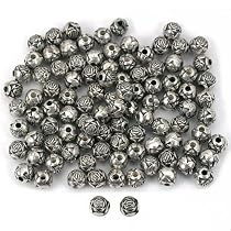 100 Antique Silver Tone Rose Flower Beads Jewelry 6mm