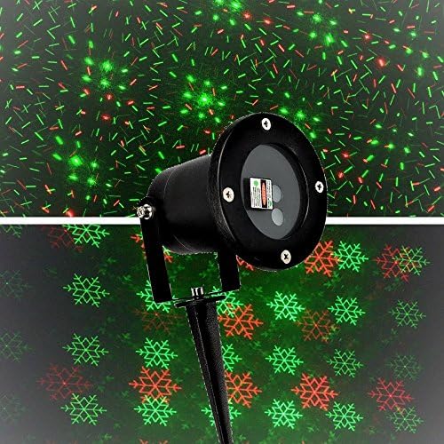 UMR 2-in-1 Laser Light &amp; Snowflake Projector w/ Remote Included, Dynamic Red &amp; Green Star and Snow Shower is Perfect Decor for House and Garden this Xmas!