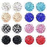 Value Pack, Bling Bling Rhinestones Crystal Fireball Disco Ball Ball Stud Earrings, Stainless Steel, Hypoallergenic (Set A. 6mm x 8 Pairs (All Colors))