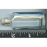 Clear, Triangle, Glass Bottles , , 35, ,Tiny, Bottles, with , , 35 , , Corks, ABOUT, 2.33"TALL x 1."ACROST BACK,x.88"ACROST the 2 SIDES each, x.80"DEEP, HOLDS, ABOUT .25oz., 7.39ml., of, FLUIDS, or, ITEMS,