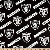 58'' Wide NFL Cotton Broadcloth Oakland Raiders Black/Silver Fabric By The Yard