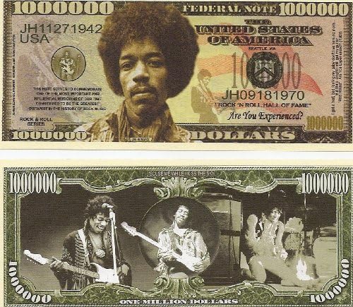 Jimi Hendrix $Million Dollar$ Novelty Bill Collectible
