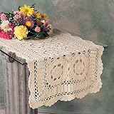 Handmade Crochet Lace Runner. 100% Cotton Crochet. Ecru, 16 Inch X72 Inch Oblong. One piece .