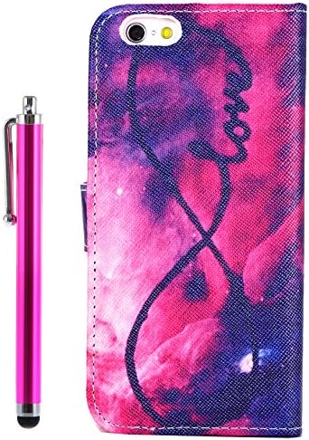 TheLovelyBird PU Leather Folio Stand Wallet Case Cover for iPhone 6 (4.7 inches) + Stylus Pen in Retail Packaging (Love)
