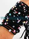 Black Velvet Evil Eye String Bracelet with Multicolor Beads
