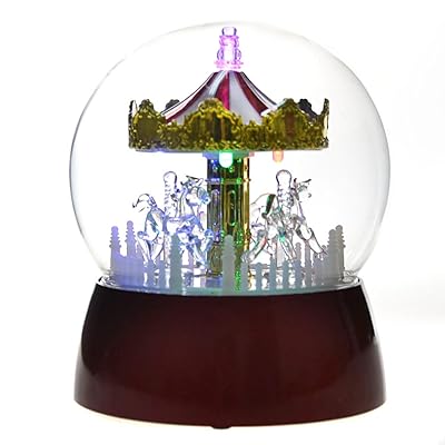Youseexmas Animated Glass Carousel Music Box with Gift Box