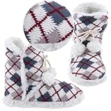 Beige and Gray Argyle Bootie Slippers for Women