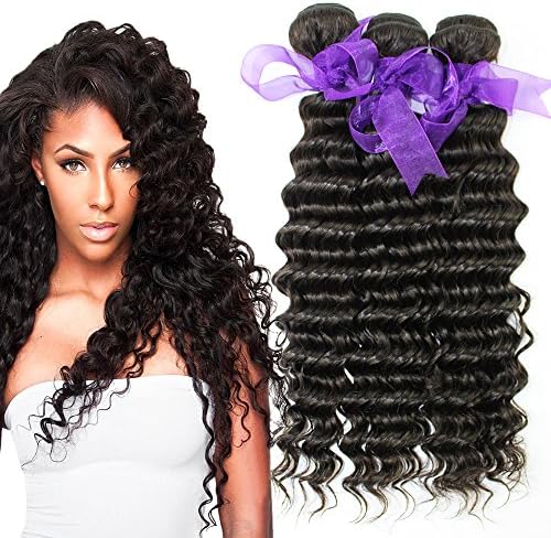 Fashion A Plus (TM)Brazilian Deep Wave Curly Remy Hair 3 bundles Human Hair Extensions Weave Weft Natural Color 7A Grade 100g/piece (14" 14" 16")