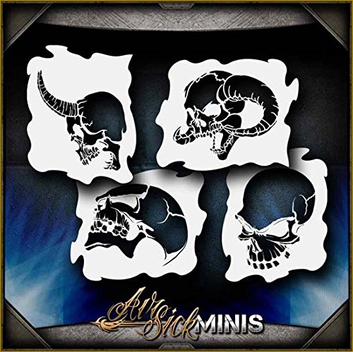 Mini Skulls 2 Set AirSick Airbrush Stencil Template