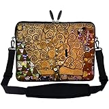 Meffort Inc 15 15.6 inch Neoprene Laptop Sleeve Bag Carrying Case with Hidden Handle and Adjustable Shoulder Strap - Klimt Tree of Life