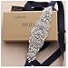 Yanstar Silver Crystal Beads Rhinestone Wedding Bridal Belt Sash With Navy Ribbon For Wedding Dress