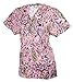 G Med Women's 2 Pieces Missy Fit Printed Scrub Mock Wrap Top and Pant Set