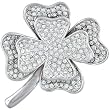 Pugster Studded Four Leaf Clover Brooch