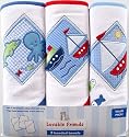 Luvable Friends 3-Pack Patches Hooded Towels, Blue