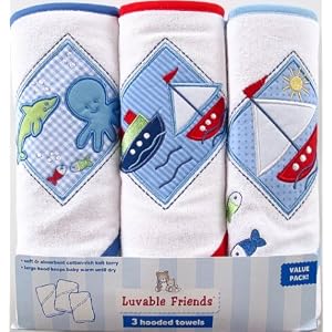 Luvable Friends Large Patch Hooded Towels
