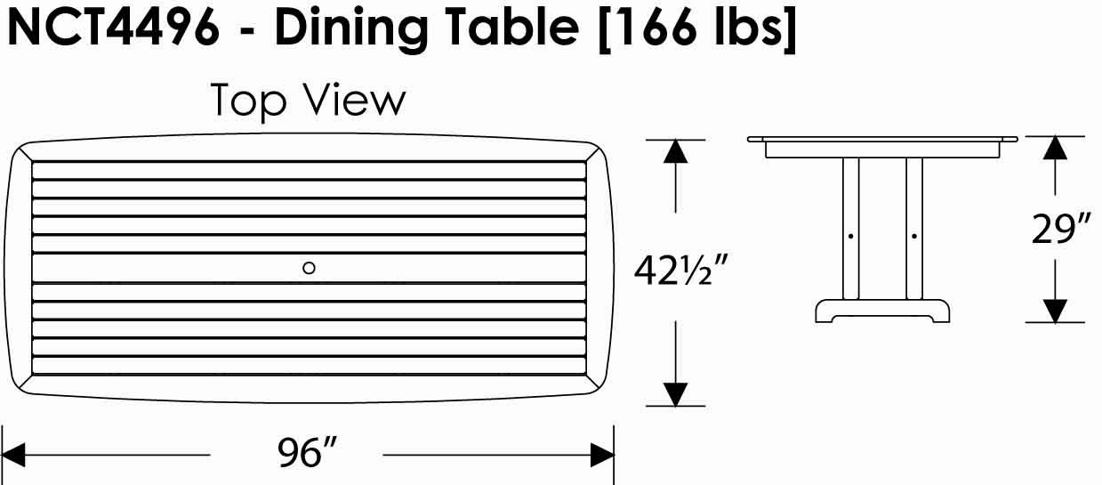 Amazon.com : POLYWOOD Nautical 44-Inch by 96-Inch Dining Table ...