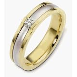 18 Karat Yellow Gold and Titanium Designer 5.5mm Diamond Wedding Band